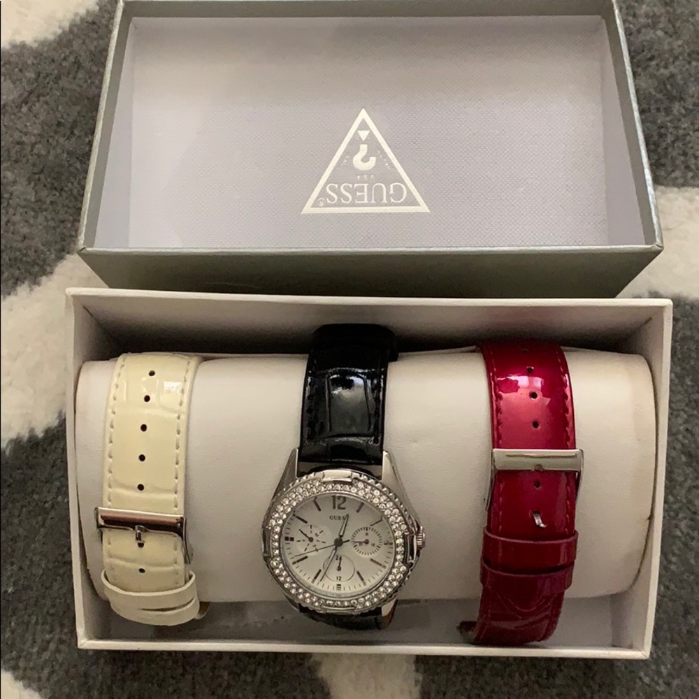 Guess watch with three wrist bands
